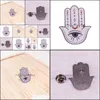 Accessoires de dessin animé Produits Bébé Enfants Maternité Hamsa Épingle En Émail Dur Mystère Main Chanceuse Mauvais Œil Broche En Métal Lune Amet Badge Bijoux P