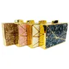 12pcs DHL Marble Mosaic Acrylic Evening Bag Bag Square Party Fress Bags Cairs Corder Bag 4Colors