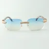 Vente directe de lunettes de soleil en diamants micro-pavés 3524024 avec branches en bois de paon, lunettes de créateur, taille: 18-135 mm