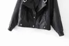 2021ファッション女性エレガントジッパーフェイクレザーバイカージャケットレッドブラックスリムレディースコートカジュアルブランドモーターサイクルレザーコートL220728