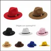 Other Home Garden Ll Fedora Hat Fashion Men Women Jazz Hats Autumn Winter Wide Brim Cap Gentleman Elegant Bowler Dheuh