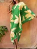 Fritidsklänningar Sommar Klänning med en axel ärm Klänning Tryckt Oregelbunden lång Retro Holiday Beach Lösa klänningar Fritidskläder