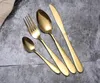 Gold Cutlery spoon fork knife tea spoon Matte Stainless Steel Food Silverware Dinnerware Utensil BBB15007