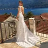 Autres robes de mariée Robe de sirène en dentelle élégante 2022 Haute qualité Sexy Col en V Cap Manches Balayage Train Dos nu Robes de mariéeAutre