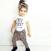 Född baby flicka kläder född bomull leopard babykläder t-shirtpantsheadband spädbarn sätter barn småbarn kläder lj201223