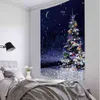 Christmas Wall Carpet Watercolor Tree Printing Bed Hanging Cloth Bedroom Background Decoration J220804