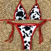 Maillot de bain deux pièces imprimé vache pour femme, bikini avec motif peau de vache