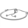 Bracciale scorrevole in argento sterling 925 con catena a forma di serpente, perline Pandora, charms, cuore, stelle, braccialetto per le donne, regalo con scatola originale, chiusura a pavé