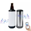 16oz 4 i 1 sublimering högtalare kylare tumlar tomma rostfritt stål vaccum isolerad musikmugg med lock plaststrån laddningsbar trådlös Bluetooth cup b6