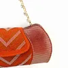 Kleidschuhe Neueste Orange Farbe Gute Qualität Glänzendes Druckmaterial Damen und Taschenset Afrikanischer prägnanter Stil für Hochzeitsfeier 220722