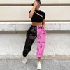 Wide Leg Pant High Waist Sweatpants Höst Sportkläder Ladies Casual Sun and Moon Print Loose Bottoms Pant Byxor 220325