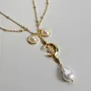 Pendant Necklaces Original Kpop Moon Star Pendants Collares Pearl Necklace For Women Gold Color Fashion Jewelry Wedding P3308Pendant