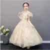 Flickans klänningar paljett spetsar flickor klär bröllop barn för kostym lång prinsessa karneval barn formella kläder