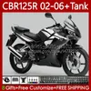 OEM Łamyki dla Hondy CBR-125 CBR 125 R CC 02-06 CBR 124NO.130 CBR 125R Biały Czarny 125CC CBR125R 2002 2003 2004 05 06 CBR125RR CBR-125R 02 03 04 2005 2006 Body + zbiornik