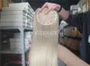Ny kommande lager ryska blond jungfruliga mänskliga hår toppers mono med öppna inslag basbitar för tunnare kvinnor