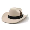 Kvinnor män västra cowboy hattar vintage män party klänning mössa ull gentleman jazz sombrero hombre cap cowgirl kyrka hattar