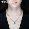 Chains BLACK ANGEL 925 Sterling Silver Water Drop Blue Topaz Sapphire Pendant Necklace For Women Birthstone Gemstone Jewelry Gift