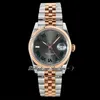 DIWF 36 126231 SA3235 Automatyczne męże Watch dwa ton Rose Gold Fleted Bezel Grey Green Rzymskie Markery 904L stalowa jubilesteel Bransoletka Super Edition Pureteme D4