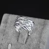 925 Sterling Silver Open Weaving Ring Retro for Women Fashion Wedding Comphing Party Gift Jewelry Jewelry