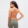 Yoga outfit Padded Sport Bras Lady Breattable Quick Dry Cross Back Crop Tops Nake-Feeling Tank med avtagbara bröstkuddar som kör brasyoga