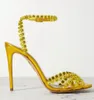 2022 eleganckie letnie Tequila skórzane sandały buty damskie z paskami Design zdobione kryształkami seksowna pani szpilki sukienka ślubna dla nowożeńców