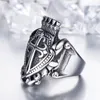 Högkvalitativ Rostfritt stål Ring Gyllene Antika Mäns Soldater Knights Templar Regalia Sword Shield Crown Korsa Ringar av ära med män smycken