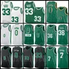 Larry 33 Bird Jayson 0 Tatum Baskettröjor Jaylen 7 Brun Marcus 36 Smart Celtices 75-årsjubileum Bostons Män Mesh T-shirt Grön