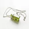 Pendant Necklaces Natural Peridot Crystal Beads Orgone Energy Necklace Olivine Tumbled Stones Chips Stone Bottle Resin 1pcPendant