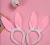 Light Up Bunny Ears Head Band Led Peluş Rabbit Paskalya Saç Bandı Doğum Günü Partisi Dekorasyon Cosplay Noel Cadılar Bayramı Parti Aksesuarları Pembe Beyaz