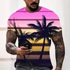 夏のメンズTシャツ3Dプリントコミックランドスケープストリートウェアカジュアルトレンド特大のファッショントレンドトップハラジュクTシャツ220607
