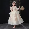 2022 Vintage Princesse Fleur Filles Robes Dentelle Fleurs Occasion Spéciale pour Les Mariages Robe De Bal Enfants Pageant Robes Robes De Communion