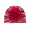 Hårtillbehör härlig blommig virkning stickad född turban hatt höst vinter varm baby för pojke tjej beanie caps pografi propshair