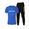 Yaz amg moda trend erkekler takım elbise kişiselleştirilmiş baskı sporları kısa kollu tişört rahat pantolon 220719