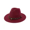 Berets Wollfilzhut Panama Trilby Jazz Fedoras Hüte mit braunem Gürtel flache Krempe formelles Party-Top für Damen Herren Unisex GH-450Berets