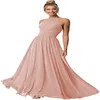 Women Halter Bridesmaid Dresses Long Chiffon Formal Dresses Evening Party Dress