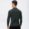 Camisetas masculinas outono masculino e fitness de fitness de manga comprida secagem de seco de secagem de trajamento semi-zíper do seu zíper para camisola de treinamento