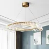 Lampes suspendues Lustre postmoderne cristal américain atmosphère simple maison salon chambre à manger LED cercle lumière pendentif