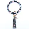 Flamingo Plaid Bull Head Leopard Print Cactus Flag Exotic Pu Tassel Bracelet Keychain