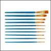 Painting Pens Writing Supplies Office School Business Industrial Artist Paint Brush Set 10 Pieces Round Pointed Tip Nylon Hair For Waterco