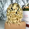 Honrin Hair Lace Front Wig Human Hair Bob Wavy Blonde Color Ombre 613 Natural Wave Brazilian Virgin Hair 150% Density Pre Plucked Hairline