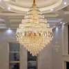 Lampade a sospensione Lampadario di cristallo di lusso illuminazione moderna lampada a sospensione per soggiorno grande scala dorata lampada a led per decorazioni per la casa lampada a catena