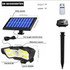 Solmotion Sensor Lampor Utomhus Ultra Ljus 2 i 1 Landskap Sollampor Trådlöst 128Cob Solars Säkerhetslampa för trädgårdsvägg