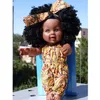 12inch African American Doll Black Baby Girl Figures met hoofdband Orange Rompers spelen poppen voor kinderen perfect cadeau 220329202m