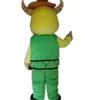 Factory-outlets hete een gele vee mascotte kostuum Draag groen pak met een kleine bel