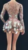 Scen Wear Drop Singer Mirror Dress Dance Wears Sparkly Silver Bodysuit Rhinestone Costume2344