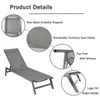 US Stock Outdoor 2-PCS مجموعة كراسي صالة Chaise ، مقاعد الفناء من خمسة مواقع قابلة للتعديل من الألومنيوم ، كلها الطقس للفناء ، الشاطئ ، الفناء ، حمام السباحة (إطار رمادي/ نسيج أسود)