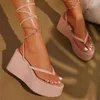 Kvinnors Sandaler Wedges Heels Kvinna Metallkedja Fashion Platform Skor 2022 Ny Sommar Ladies Clip Toe Ankelband Casual Sandal Y220409