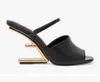 Luxury design pump brand Women pumps sandal slipper slide heel First Mink Heeled Sandals high heels gold-tone sculpted heel SIZE35-39