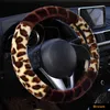 Leopard Winter Plush Steering Wheel Cover For Most Steering Wheel Soft 3738 Cm 145 "15" Braided On Hand Bar Car Accessories J220808