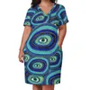 Plus Size Dresses Greek Evil Eye Art Casual Dress Women Amulet Tree Print Cute Summer V Neck Street Style 5XLPlus